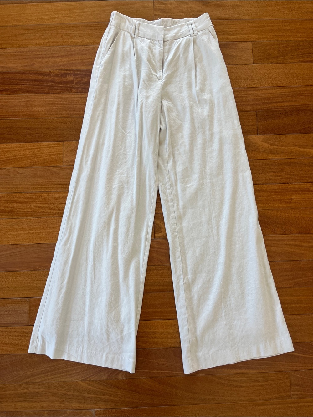 New Magaschoni Elastic-Waist Linen Wide Leg Pants XS